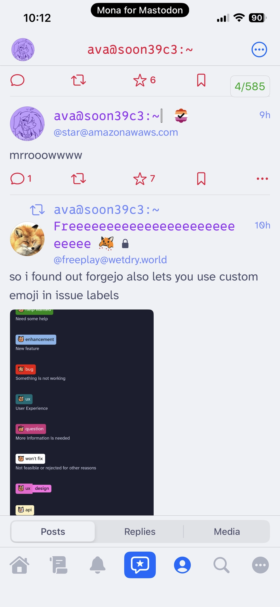 The same timeline view as the first image, but displayed in a light theme featuring a white background, red interaction icons and the same font choices as in the previous images
