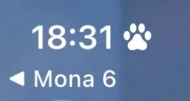 Screenshot. 18:31. Paw symbol. Text reading "Mona 6"